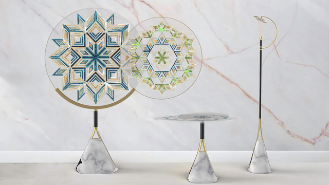 阑珊非遗螺钿灯具组合