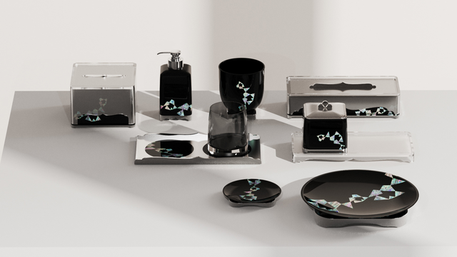 墨琼映影黑漆琼花螺钿纹