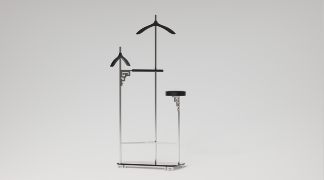 黑胡桃木拐子纹衣架