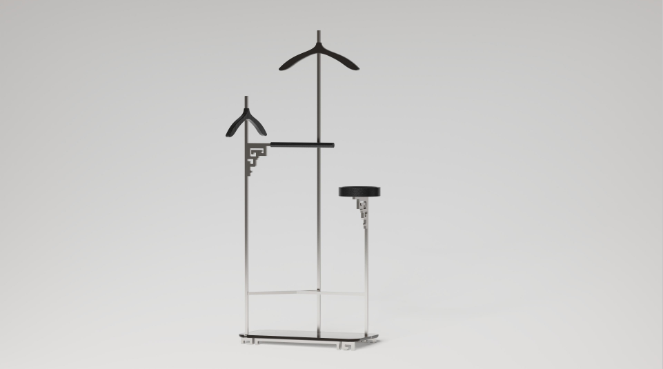 黑胡桃木拐子纹衣架